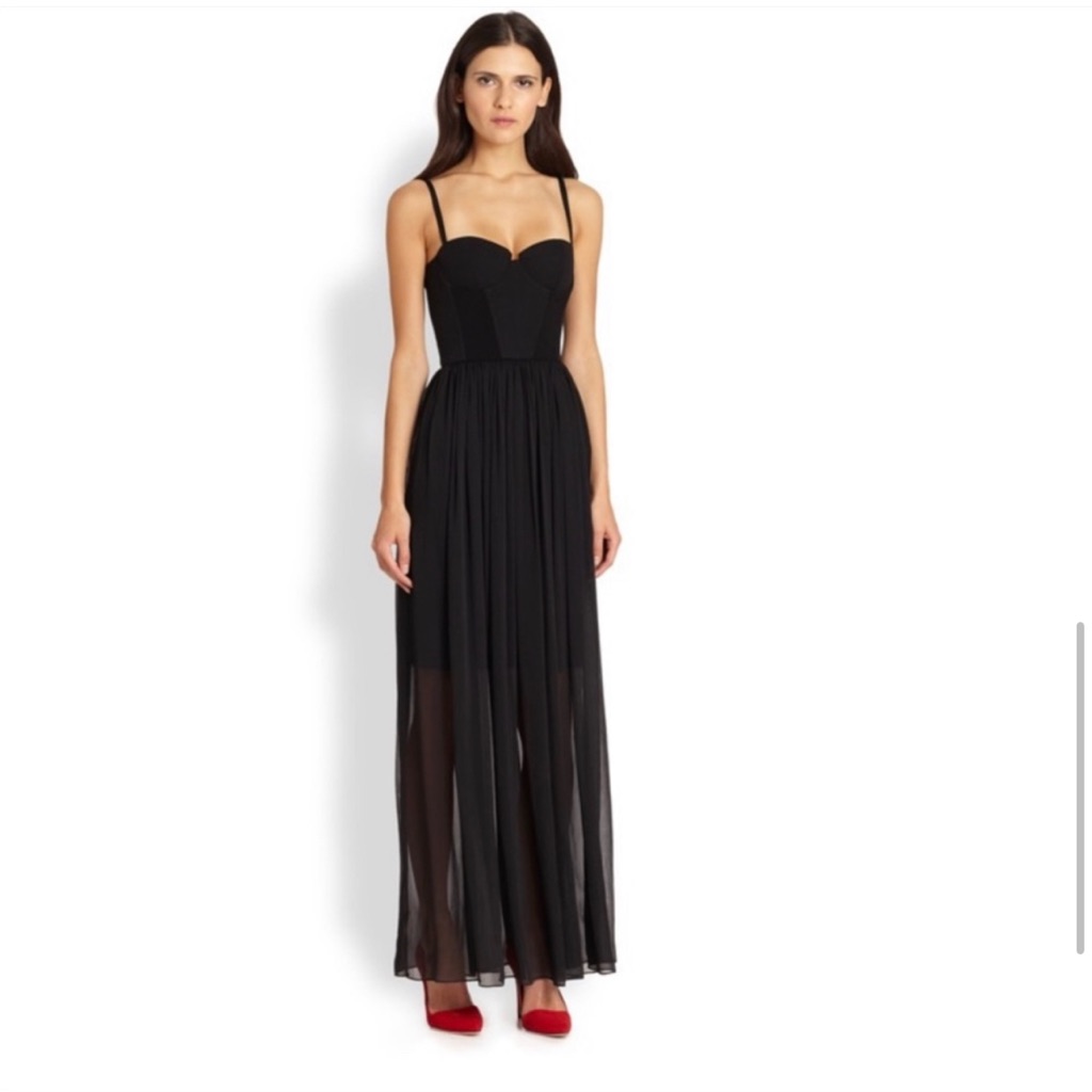 Alice And Olivia Bustier Black Evening Maxi Dress Size 4